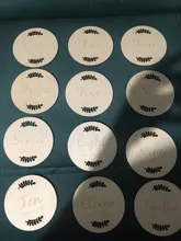 12 unidades/juego hecho a mano para bebé, tarjeta de hito, números de hojas Vintage, madera grabada, regalo de baño para niños, accesorios de fotografía recién nacido