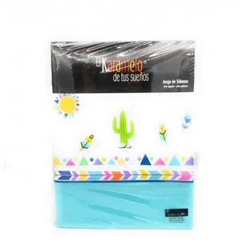 Sheet Set KARAMELO INDIAN Fabric Water Marine 90x190 cm 
Sheet Set KARAMELO INDIAN Fabric Water Marine 90x190 cm