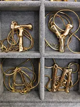 Lost Lady-collar con 26 letras de bambú y Metal dorado para mujer, colgante con inicial del alfabeto, cadena de eslabones, regalos de joyería