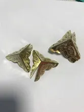 12X decorativo latón antiguo de oro joyas de plata caja de regalo de vino caja de madera en el pecho borde Protector de la esquina guardia 25mm + uñas