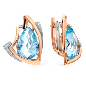 Gold earrings with Topaz and cubic zirconia sunlight sample 585
Gold earrings with Topaz and cubic zirconia sunlight sample 585