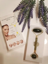 Herramienta para un levantamiento de rostro masajeador de cuarzo rosa de adelgazamiento Natural Jade rodillo masajeador Facial piedra masaje piel belleza conjunto de caja