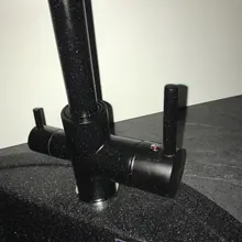 Grifo con filtro de cocina Balck con Dot latón purificador grifo doble pulverizador agua potable grifo recipiente fregadero mezclador grifo Torneira