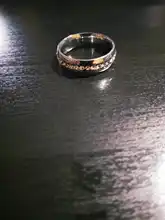 SHOUMAN-anillos de acero inoxidable con cristal para hombre y mujer, Color dorado, para boda, abalorio de nombre personalizado, regalo
