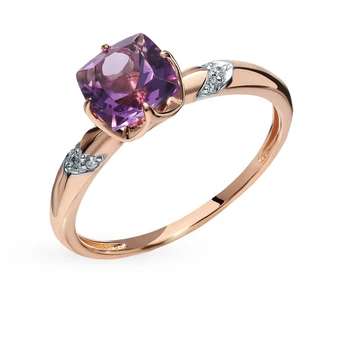 Gold ring with amethyst and diamonds sunlight sample 585 
Gold ring with amethyst and diamonds sunlight sample 585