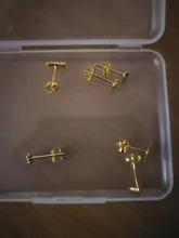 Canner 1 925 Pendientes tipo botón de plata fina para mujer oro Mini Luna estrella aretes geométricos Bijoux Pendientes Piercing 2020 W5