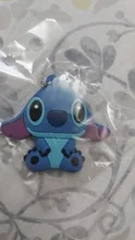 Anime Stitch llavero figura PVC dibujo animado anillo 3D doble lado clave cadena lindo anillo clave titular regalo de mochila Decoración