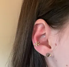 Pendiente de Clip de hoja de oro para mujer, sin Piercing, Puck Rock, Vintage, cristal, joyería