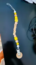 Nombre personalizado de cuentas para masticar de madera de haya, pinzas de chupete, soporte de cadena, cadenas para chupete, juguete para la dentición del bebé