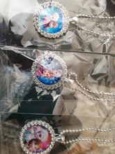 Invierno princesas Elas Anna regalo de vidrio redondo de cristal cabochon plata plateado/colgante de cristal collar de la joyería para regalo