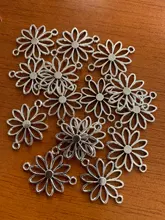 15 Uds Charms conector de flor 25x19mm ajuste para hacer colgantes antiguos, color plata Vintage bronce tibetano, joyería artesanal DIY