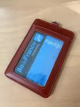 Soporte de tarjeta de identificación de negocios, placa de cuero genuino de calidad superior con cordón, opciones multicolor (tamaño estándar)