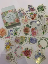 46 unidades por paquete, juego de pegatinas decorativas con flores románticas para plantas, álbum diario, etiqueta, pegatina para álbum de recortes, papelería Diy, pegatinas escolares