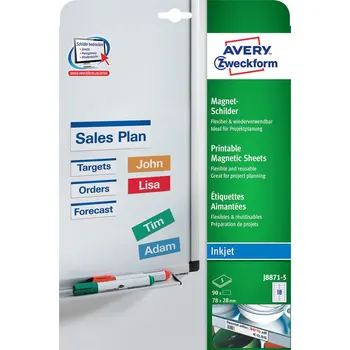 Avery zweckform magnetic labels, 78x28mm, I-J, white, matte, 9
Avery zweckform magnetic labels, 78x28mm, I-J, white, matte, 9
