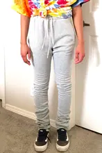 Ropa de calle de pierna ancha para mujer, pantalones acanalados apilados, Leggings de cintura alta, ropa deportiva, chándal Sexy, pantalones de chándal