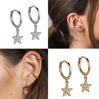 CANNER 1Pair Fine Jewelry Cute Bling Star Hoop Earrings 925 Sterling Silver Circle Round Hoop Earrings for Women lovers' Gift
CANNER 1Pair Fine Jewelry Cute Bling Star Hoop Earrings 925 Sterling Silver Circle Round Hoop Earrings for Women lovers' Gift