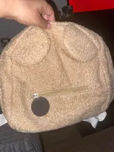 Mochila portátil para la compra de viaje para niños, morral informal de lana de cordero para otoño e invierno, mochila de hombro en forma de oso