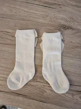 Calcetines de bebé de invierno hasta la rodilla, algodón, estilo español, lazo grande, medias para niños de 0 a 5 años