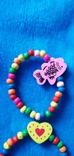 5 pulseras de cuentas elásticas de madera encantadoras para niños, regalo de joyería para fiesta de cumpleaños