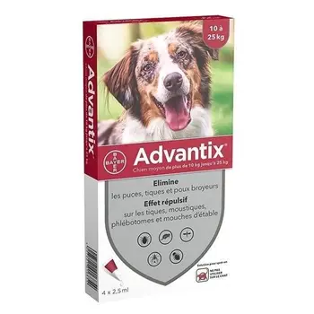 Pipettes-worming ADVANTIX 4-For medium dogs 10 to 25 kg
Pipettes-worming ADVANTIX 4-For medium dogs 10 to 25 kg