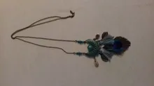 Nuevo estilo Tassel Peacock Feather Bohemio Collar largo Shell Suéter Cadena de cuero Joyería Exagerado Diseño Envío de la gota