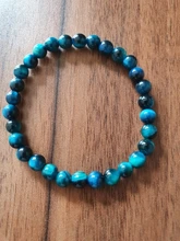 . De alta calidad azul Buda Ojo de Tigre brazaletes con piedras naturales cuentas elasticidad de la cuerda de los hombres pulsera de las mujeres