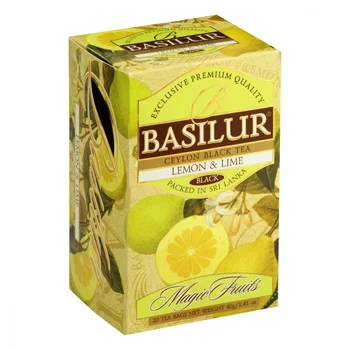 Tea basilur "Magic Fruit-lemon and lime", black with additives, 20 bags 
Tea basilur "Magic Fruit-lemon and lime", black with additives, 20 bags