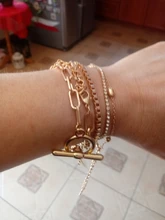 5 unids/set Punk de cristal de oro pulsera cadena gruesa mujer Bohemia geométrico cadena OT hebilla pulsera conjunto de joyas de niña de fiesta regalo