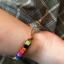 RINHOO pulsera de Chakra, joyería hecha a mano, piedras naturales Multicolor tubo cuentas brazalete pulsera de cuero, pulseras para parejas regalos