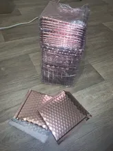 Bolsas de burbuja de papel de aluminio acolchadas, color oro rosa, para correo, autoadhesivo, 50 Uds.