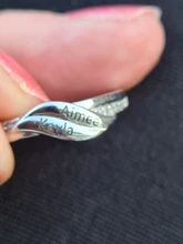 Anillo de compromiso con Circonia cúbica para mujer, sortija de compromiso, Plata de Ley 925, grabado personalizado, 2 nombres