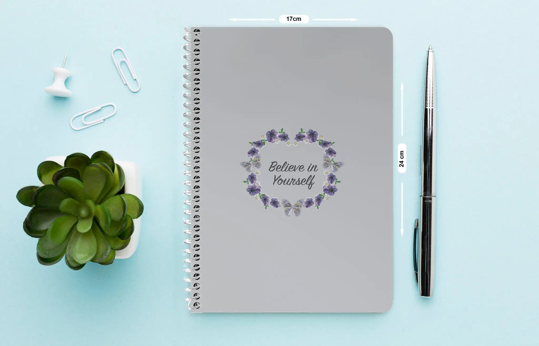 LALION Hard Cover Spiral Notebook 7" x 9.5" and 200 Lined Pages, Belive In Yourself, Light Grey Cover
LALION Hard Cover Spiral Notebook 7" x 9.5" and 200 Lined Pages, Belive In Yourself, Light Grey Cover