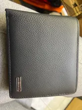 Billetera de cuero genuino para hombre, billetera de 100%, producto prémium, corta, negra, Cuero de vaca Real