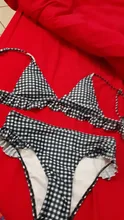 Conjunto de Bikini a cuadros para mujer, traje de baño Sexy con relleno y volantes, ropa de playa para verano, 2020
