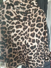 Blusa de gasa Sexy de manga larga blusa estampado de leopardo Turn Down Collar dama Oficina camisa túnica Tops Casual sueltos de talla grande Blusas