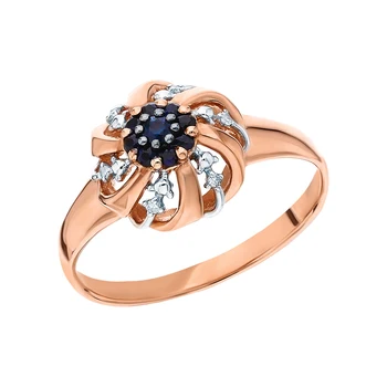 Gold ring with sapphires and diamonds sunlight sample 585
Gold ring with sapphires and diamonds sunlight sample 585