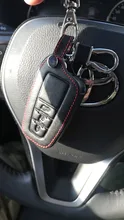 VCiiC-Funda de cuero para llavero de coche, funda de 3 botones, sin llave, para Toyota Camry, CHR, Prius, Corolla, RAV4, Prado 2017, 2018