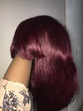 IJOY-pelucas de cabello humano brasileño liso con flequillo para mujeres negras, pelo largo hecho a máquina, barato, 99J/Borgoña, no Remy
