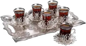 (Set of 6) DEMMEX Turkish Tea Glasses Saucers Set with Tray and Spoons, 25 Pieces, 3.5 Oz. (Silver)
(Set of 6) DEMMEX Turkish Tea Glasses Saucers Set with Tray and Spoons, 25 Pieces, 3.5 Oz. (Silver)