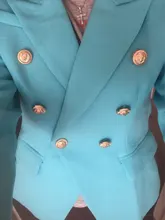 Designer Blazer Jacket Lion-Buttons Classic Baroque Double-Breasted Women's High-Quality