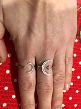 Anillo de plata de primera ley con forma de luna y estrella para mujer, sortija, plata esterlina 925 Plata de Ley auténtica, Circonia cúbica, zirconia, circonita, zirconita, estilo minimalista, 2019