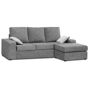 Sofa ChaiseLongue, mounted, 3 Seater, Color Grey, fabric stain ref-54