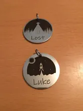 Etiqueta de identificación de perro personalizada, grabado Retro, etiqueta de identificación de nombre para perros, gatos, cachorros, placa redonda de Metal, productos para mascotas