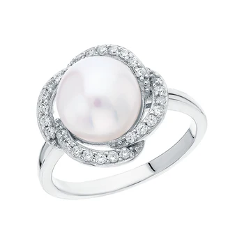 Silver ring with cultured pearls and cubic zirconia sunlight sample 925 
Silver ring with cultured pearls and cubic zirconia sunlight sample 925