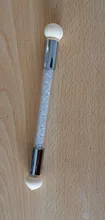 1 pincel para degradar el color de las uñas, con doble punta de esponja y mango con diamantes de imitación, accesorio apto para el degradado del esmalte de uñas artísticas