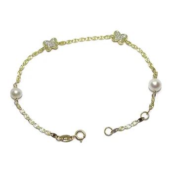 Never say Never Joyas. Gold chain bracelet Yellow and White de 18 K Gold with 2 Butterflies and zircons and's Cultured pearls 5mm
Never say Never Joyas. Gold chain bracelet Yellow and White de 18 K Gold with 2 Butterflies and zircons and's Cultured pearls 5mm