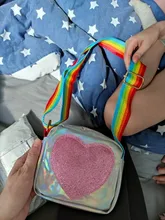 Mini monedero de arcoíris Love para niñas pequeñas, pequeño bolso de hombro cuadrado, de cuero PU, cruzado