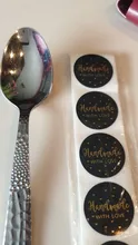 50 Uds. De pegatinas hechas a mano con amor para hornear, etiqueta adhesiva para boda, etiqueta para fiesta, decoración, sobre, sello, papelería, pegatina negra