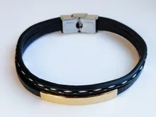 Vnox-pulsera de cuero multicapa para hombre y mujer, brazalete de acero inoxidable personalizable, personalizado, informal
