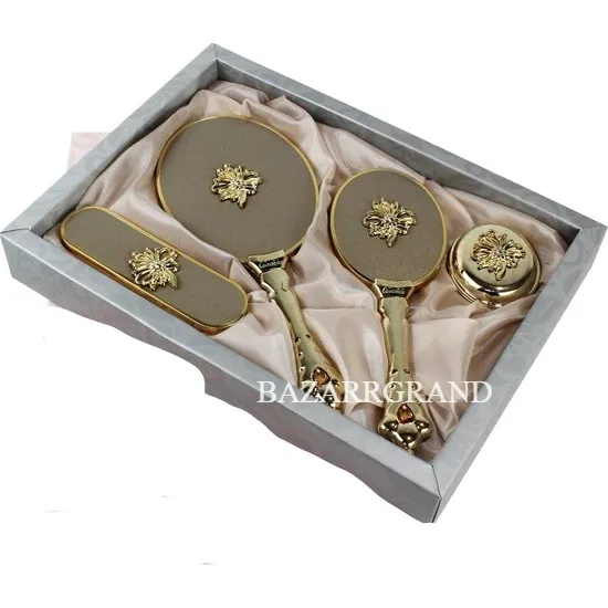 

YOUR COMB SET WITH QUALITY COLOR TO ADD ELEGANCE TO YOUR STYLE Luxury Bridal Mirror Brush Toiletry Set (Gold FREE SHİPPİNG